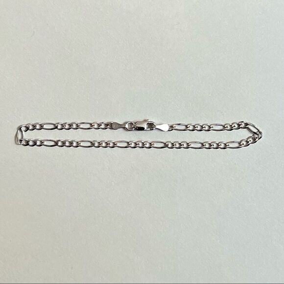 14k real white gold figaro concave bracelet | Birthday Gift | Real Gold … - Picture 4 of 8